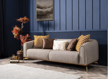 Three-seater sofa, 3-seater sofas, modern design, gray fabric, living room